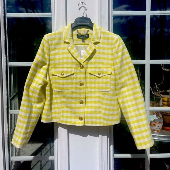 J Crew Collared Lady Jacket in Gingham Terry Tweed NWT - Picture 4 of 11